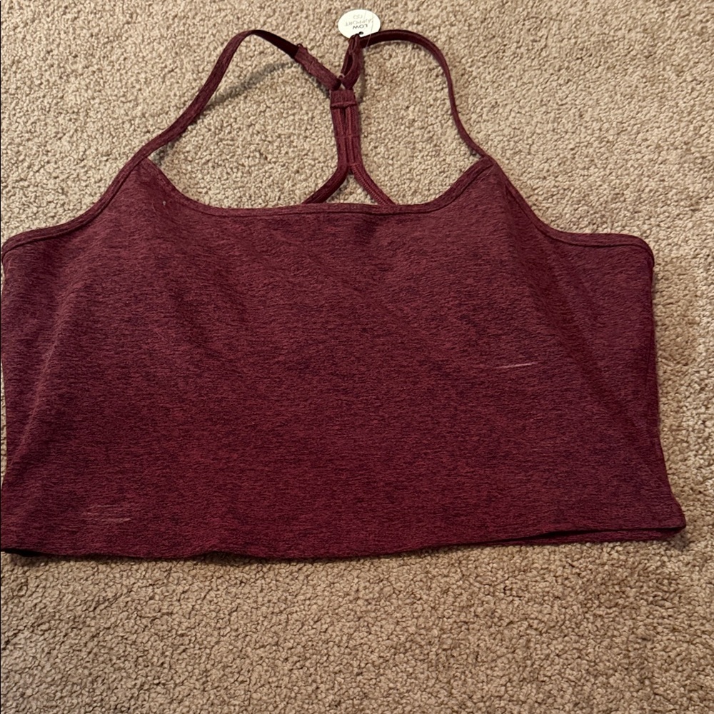 Athleta Maroon Stretch Racerback Crop Tank